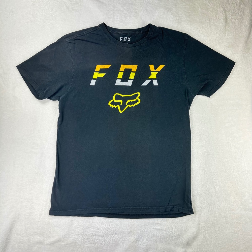 Fox Racing T-Shirt Mens Large Regular Black Graphic Tee Motocross 100% Cotton